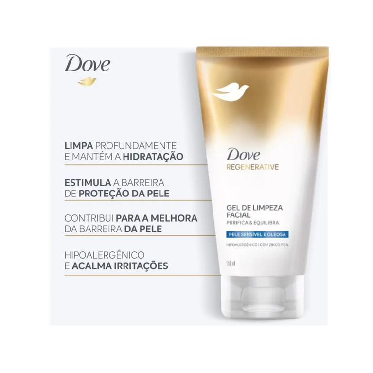 Gel de Limpeza Facial Dove Regenerative Purifica & Equilibra 150g VALIDAE 11/2026