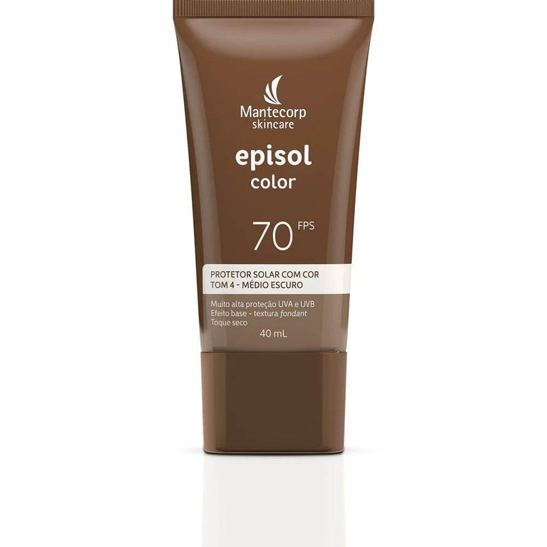 Protetor Solar Facial Episol Color Tom 4 Medio Escuro FPS 70 40Ml - Drogaria Poupa Centro