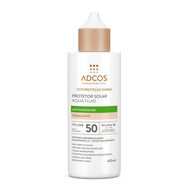 Protetor Solar Facial Adcos Aqua Fluid FPS 50 Tonalizante 40ml VALIDADE 09/2026