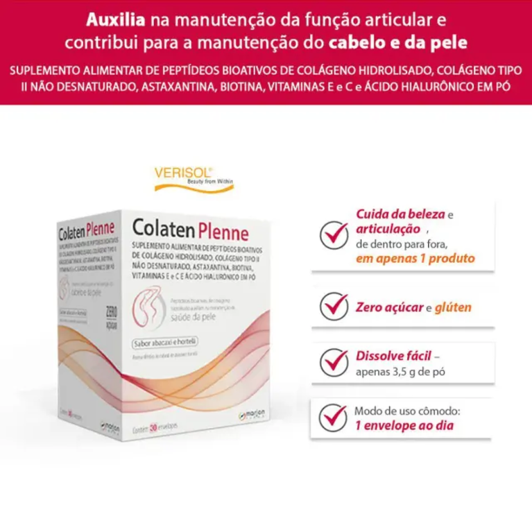 Colágeno Colaten Plenne 30 Sachês Abacaxi e Hortelã VALIDADE 11/26