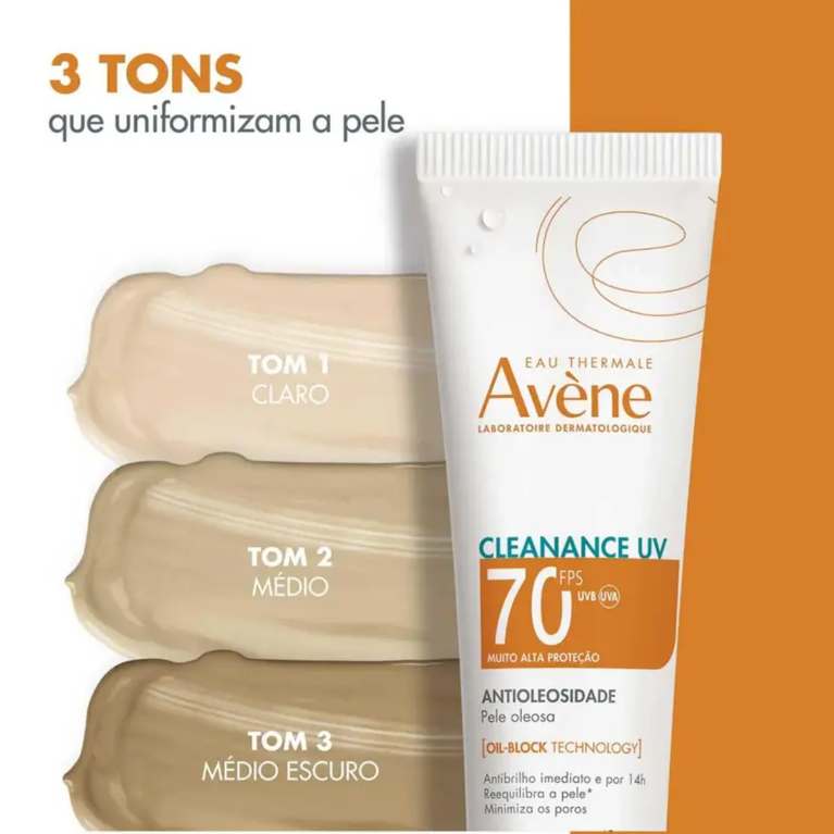 Protetor Solar Facial Avène Cleanance UV FPS 70 Médio 40g VALIDADE 10/2026
