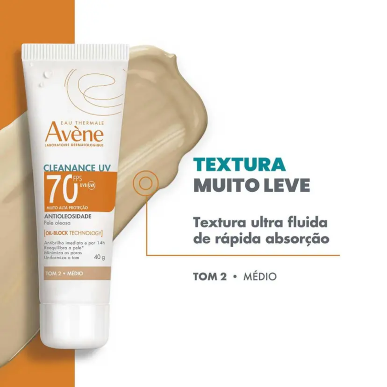 Protetor Solar Facial Avène Cleanance UV FPS 70 Médio 40g VALIDADE 10/2026