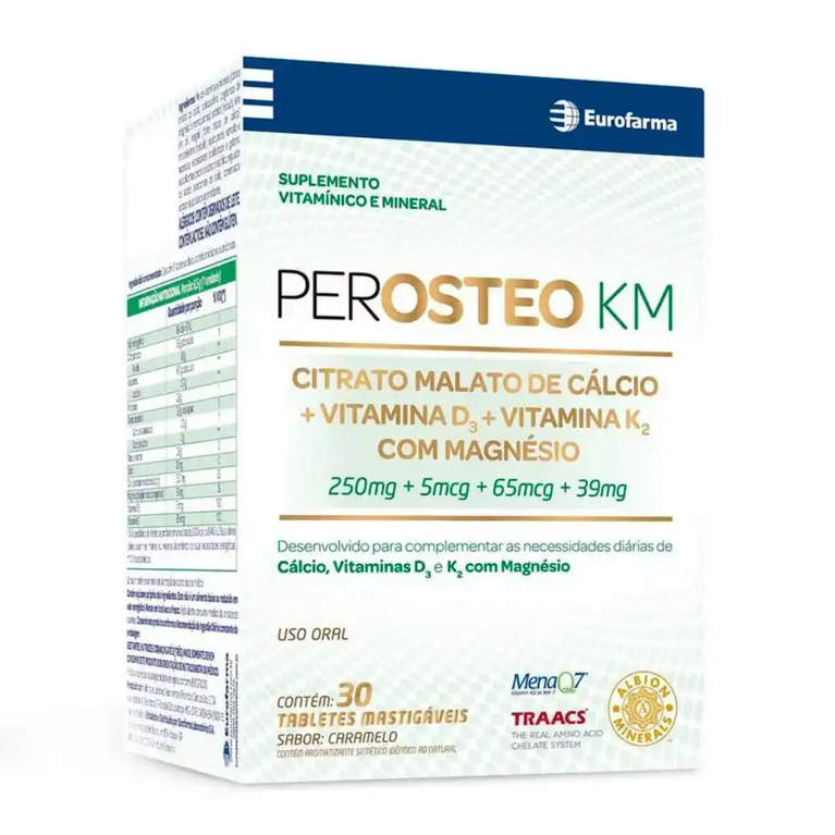 Perosteo KM 30 Tabletes Mastigáveis Sabor Caramelo VALIDADE 10/26