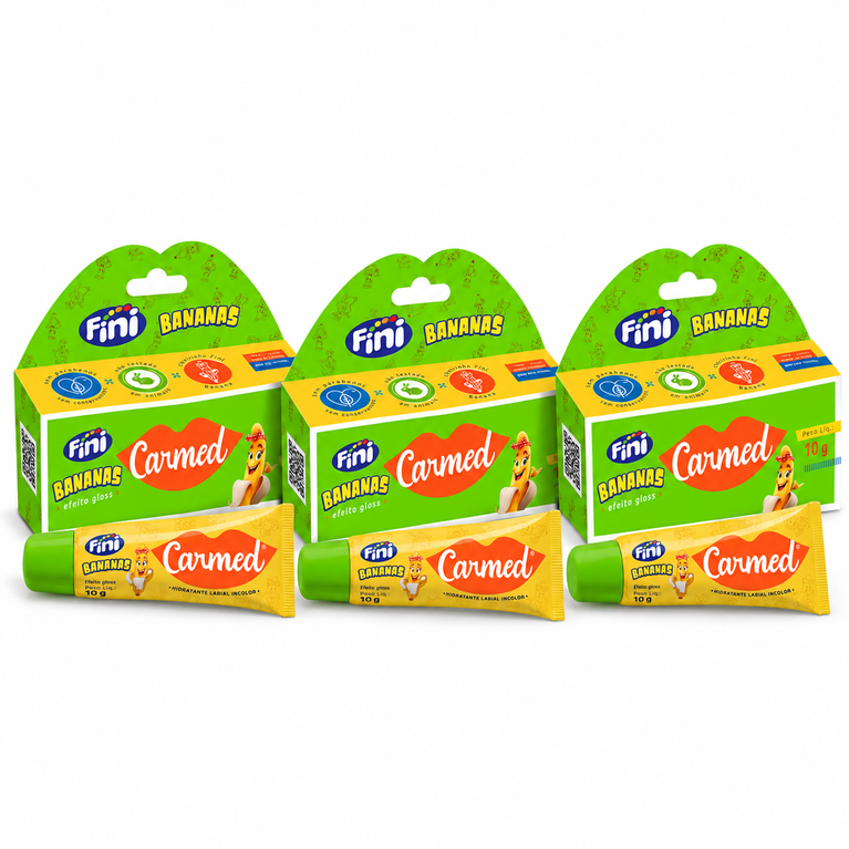 KIT COM 3 Protetor Labial Carmed Fini Bg 10g Banana