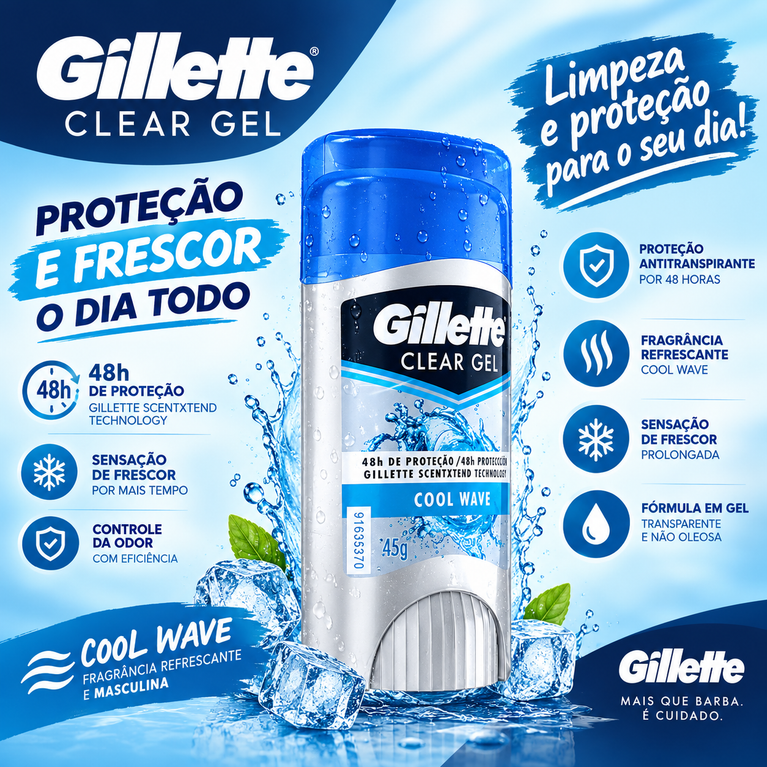 Desodorante Clear Gel Gillette Cool Wave 45g