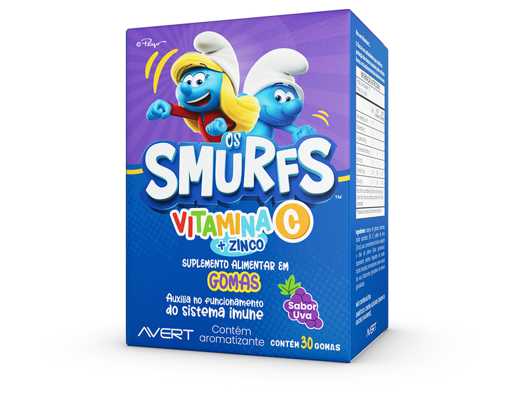 Suplemento Infantil Os Smurfs Vitamina C + Zinco 30 Gomas