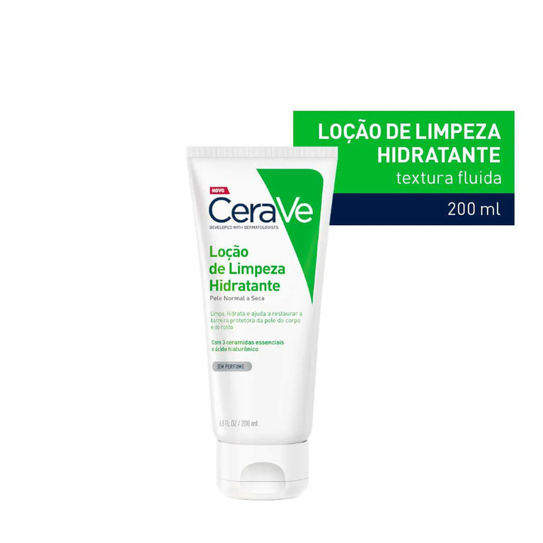 Loção de Limpeza Hidratante CeraVe Pele Normal a Seca com Limpeza Suave com Ceramidas Sem Perfume 200ml