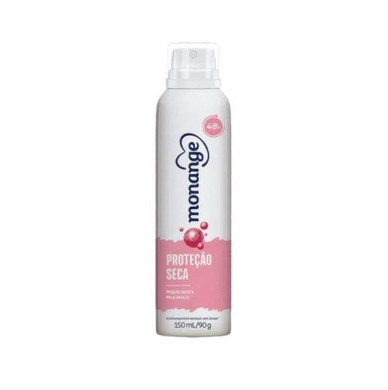 Desodorante Feminino Monange protecao seca, aerossol comprido, 150mL - Drogaria Poupa Centro
