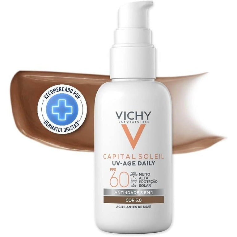 Protetor Solar Facial Vichy UV-Age Daily Cor 5.0 FPS 60 40G - Drogaria Poupa Centro