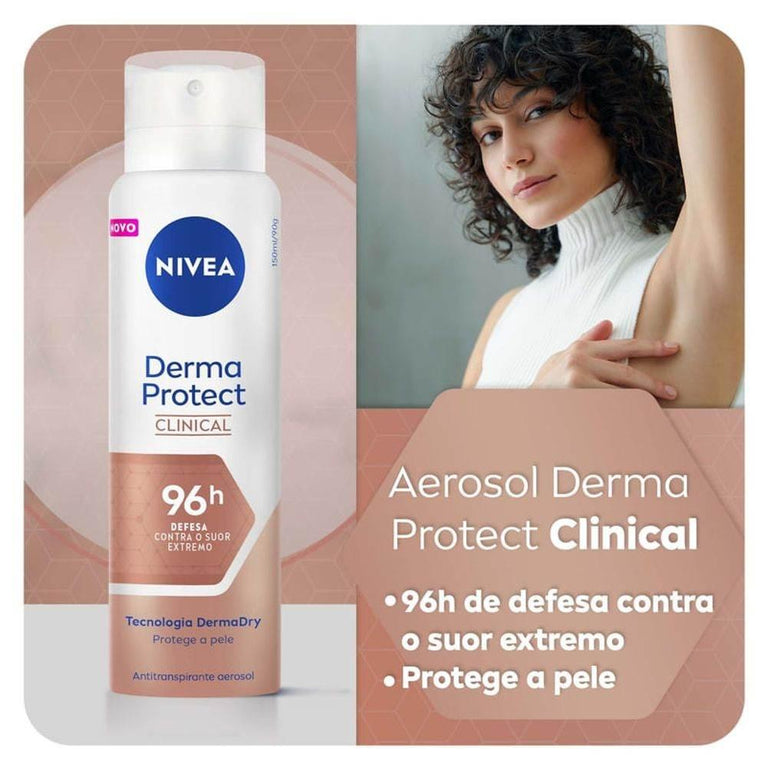 Desodorante Aerossol Nivea Feminino Clinical Derma Protect 96h 150Ml - Drogaria Poupa Centro