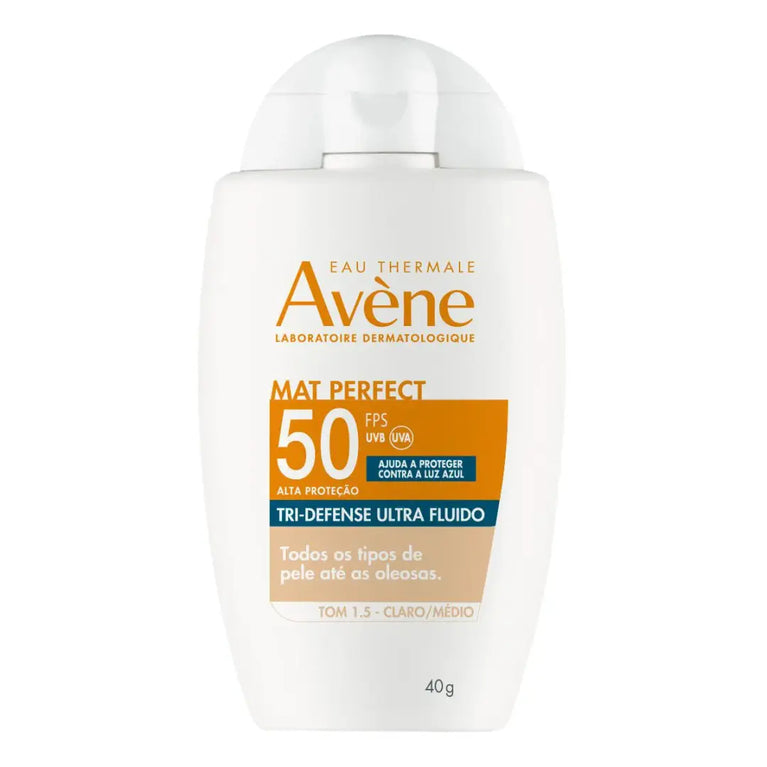 Protetor Solar Facial Avène Mat Perfect Tri-Defense Ultra Fluido FPS 50 Tom 1.5 40g
