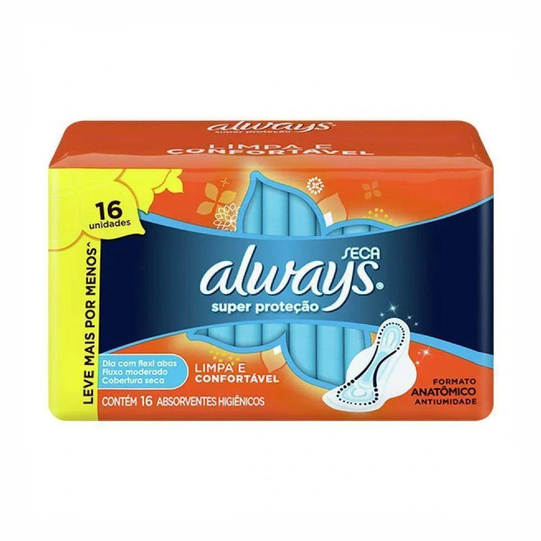 Absorvente Always Super Protecao Cobertura Seca Com Abas 16 Unidades - Drogaria Poupa Centro