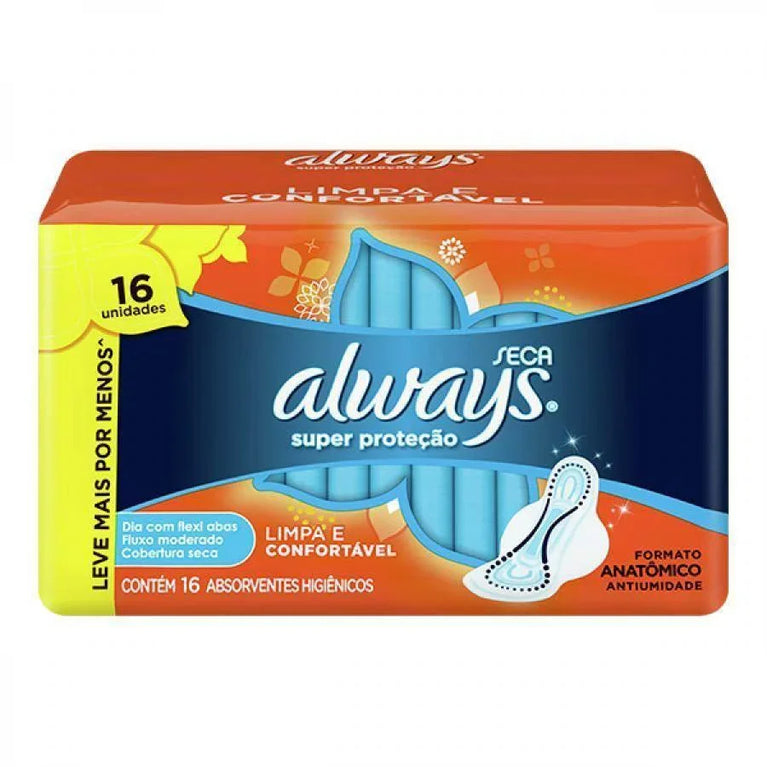 Absorvente Always Super Protecao Cobertura Seca Com Abas 16 Unidades - Drogaria Poupa Centro