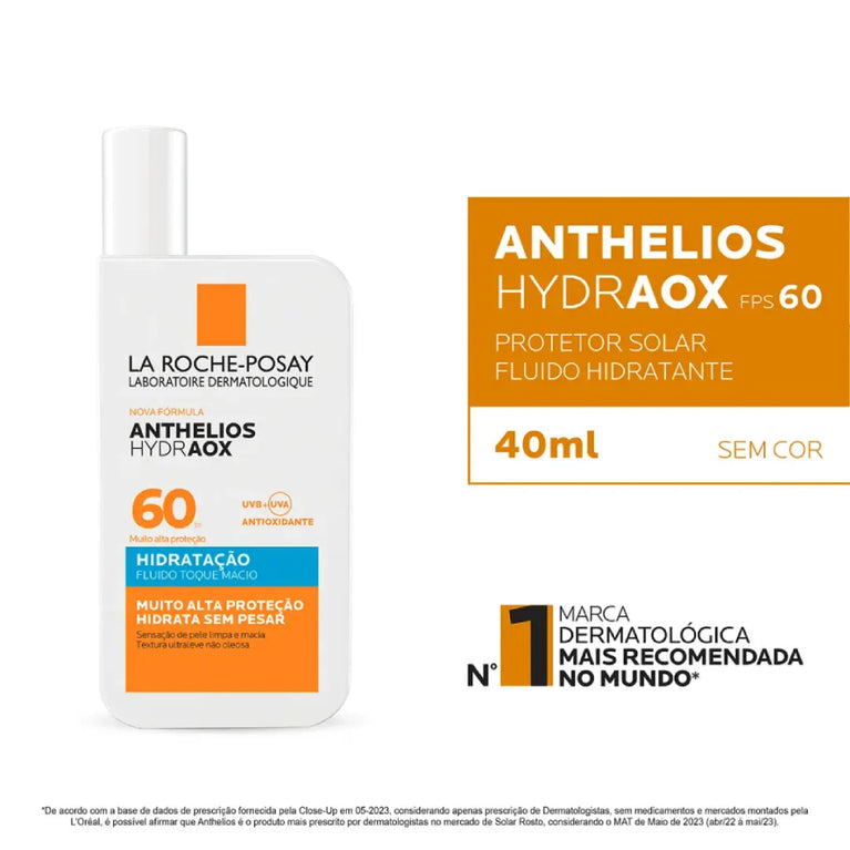Protetor Solar Facial La Roche-Posay Anthelios Hydraox Hidratação FPS 60 Sem Cor 40ml