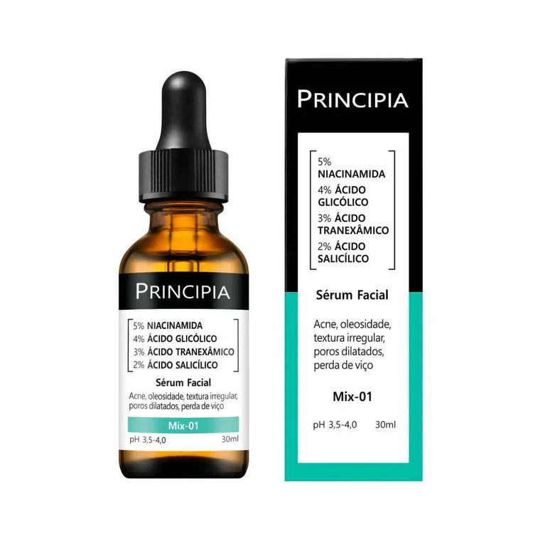 Sérum Facial Renovador Antiacne Principia Skincare Mix-01 Niacinamida + Glicólico + Tranexâmico + Salicílico 30ml