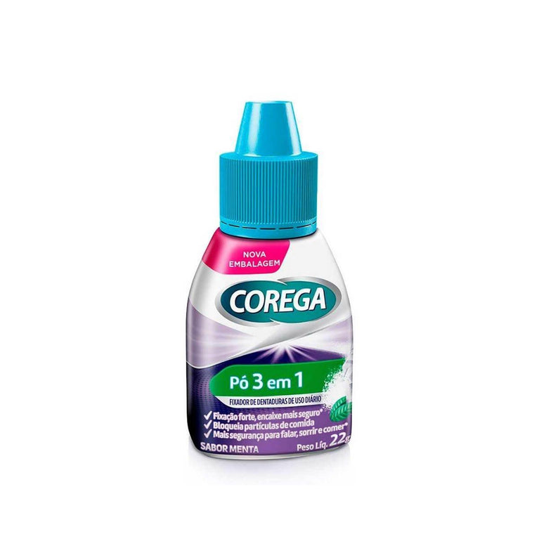 Corega Pó Fixador 3 Em 1 Sem Sabor 22g - Drogaria Poupa Centro