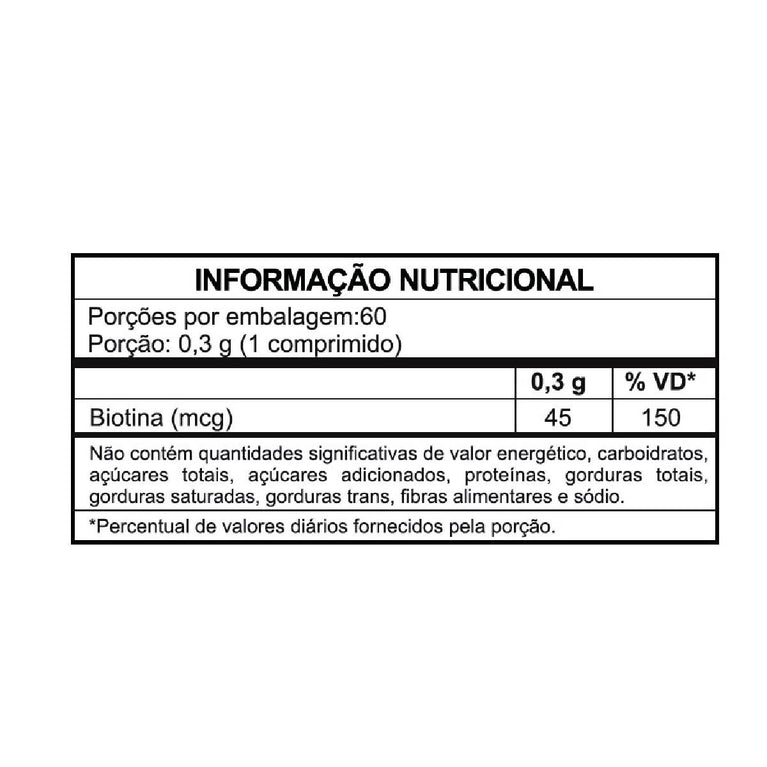Biotina 45mcg Made In Usa Nature Daily 60 Comprimidos Sidney Oliveira