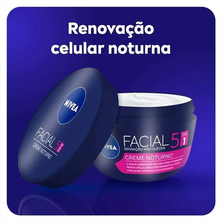 KIT COM 3 Creme Hidratante Facial Noturno Nivea 100g