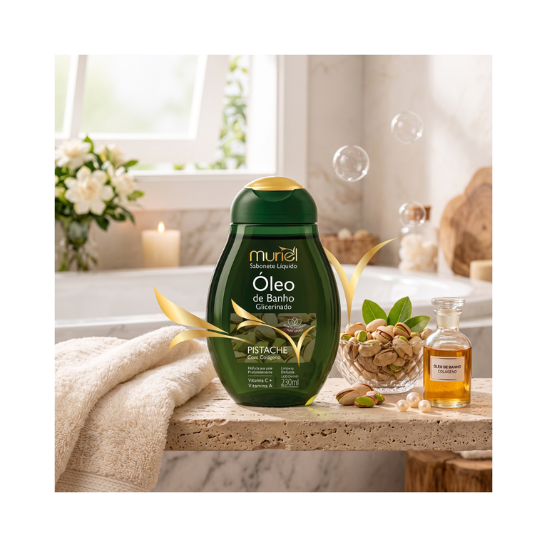 Sabonete Líquido Muriel Óleo De Banho Glicerinado Pistache Com Colágeno 230ml