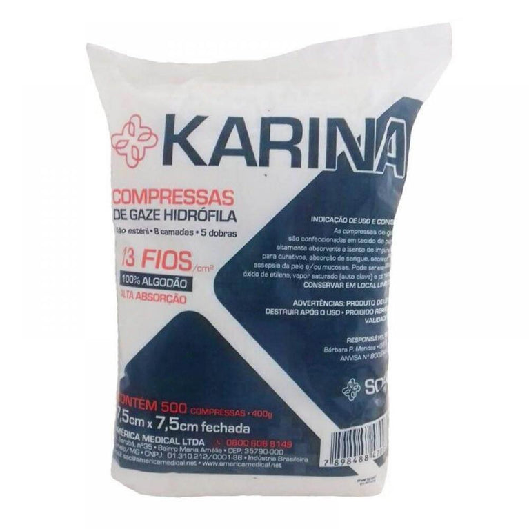 Compressa Gaze C/500 13 Fios Karina - Drogaria Poupa Centro