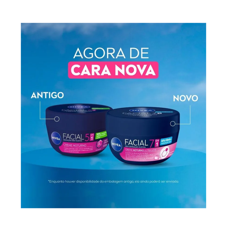KIT COM 3 Creme Hidratante Facial Noturno Nivea 100g
