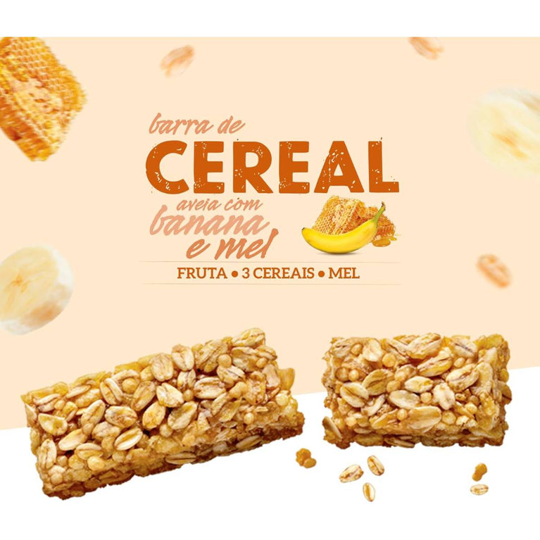 Nutry Barra de Cereais Aveia com Banana e Mel 22g - Com 3 Cereais, Fruta e Mel