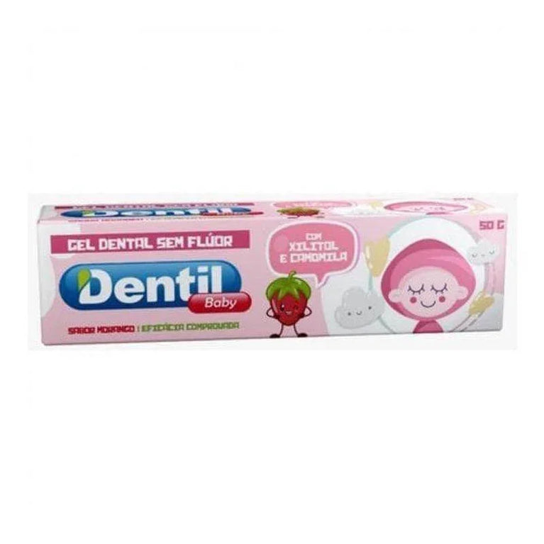 Creme Dental Dentil Baby S/Fluor C/Xilitol Camomila Morango1 - Drogaria Poupa Centro