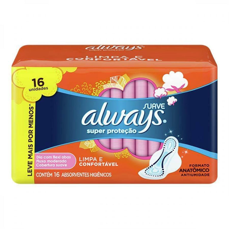 Absorvente Always Super Protecao Cobertura Suave com Abas 16 unidades - Drogaria Poupa Centro