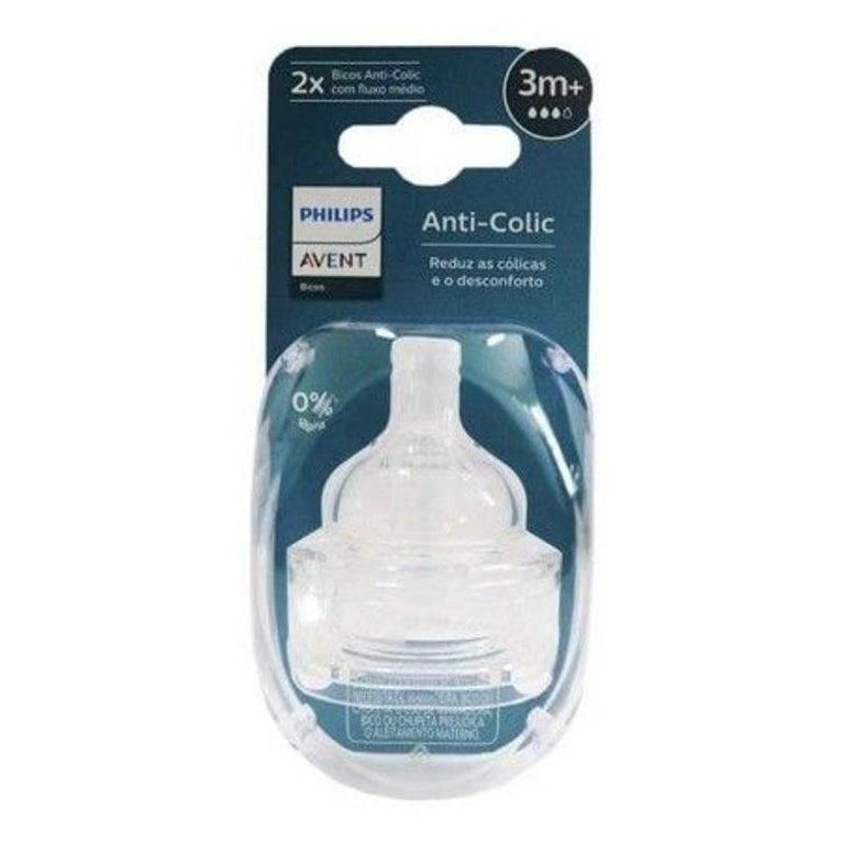 Bico Mamadeira Avent Anticolica 3.0 C/2 T3 - 3M+ - Drogaria Poupa Centro