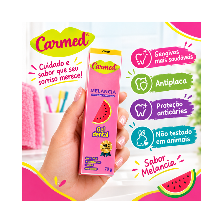 Gel Dental Carmed Melancia com Flúor 70g