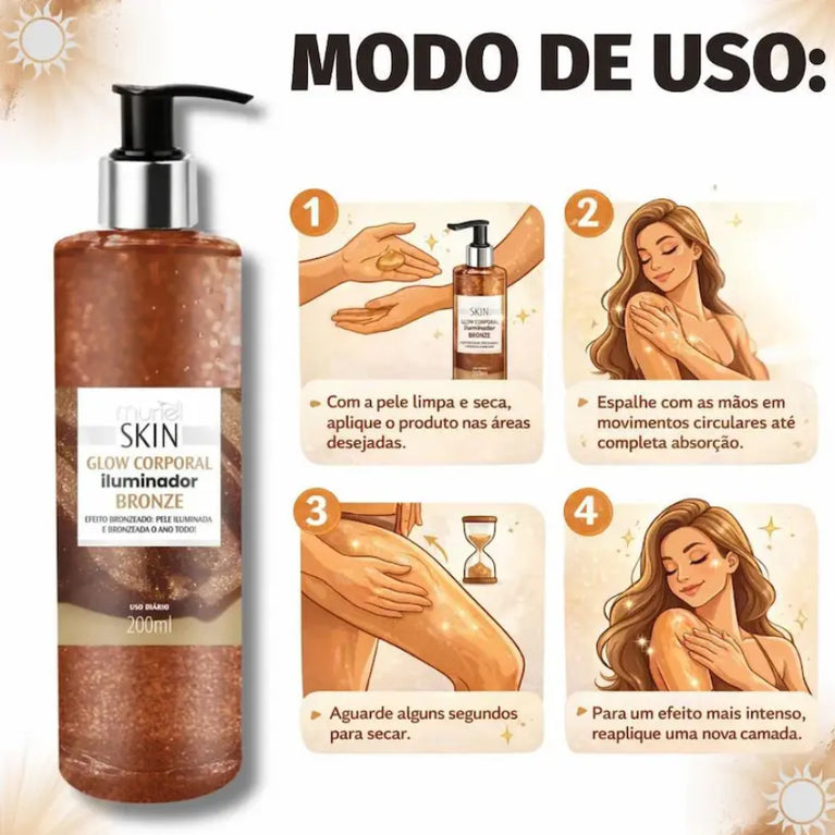 Glow Corporal Iluminador Muriel Skin Bronze 200ml