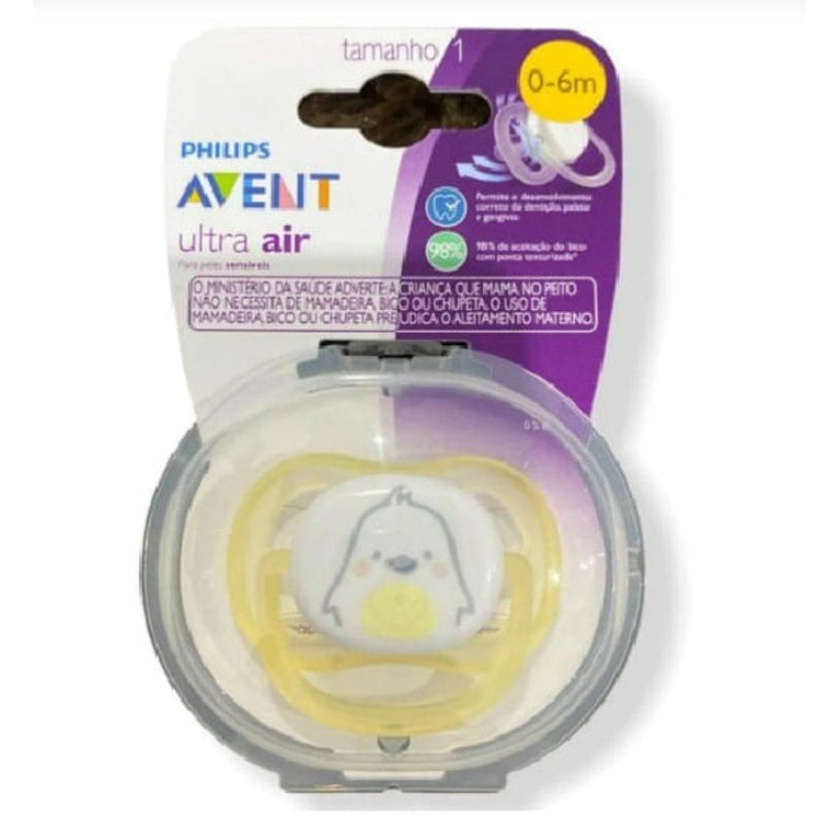 Chupeta Avent Ultra Air 0-6 Meses Amarela Pinguim - Drogaria Poupa Centro