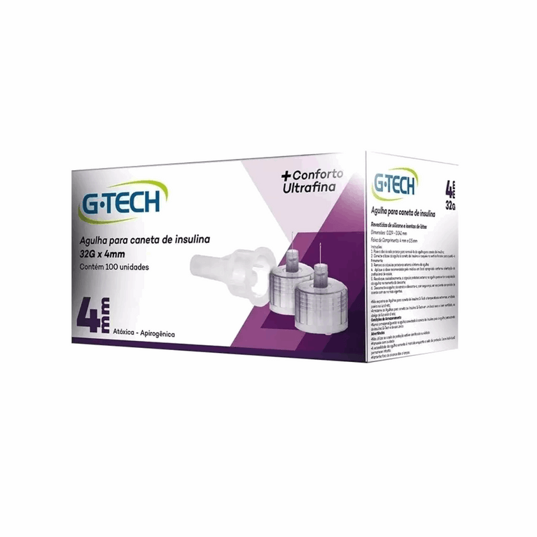 Agulha Para Caneta De Insulina G-Tech 32G X 4Mm
