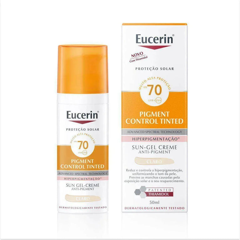 Protetor Solar Facial Eucerin Sun Pigment Control Tinted Claro FPS 70 50Ml - Drogaria Poupa Centro