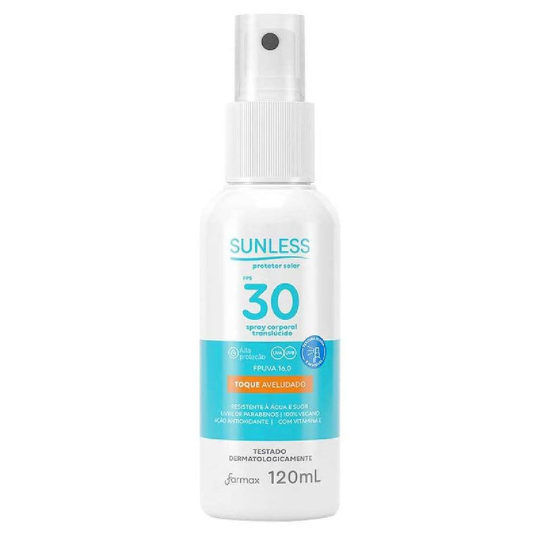 Protetor Solar Spray Translúcido FPS 30 Sunless 120ml