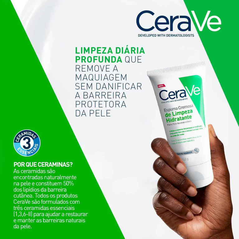 Espuma Cremosa de Limpeza Hidratante Cerave Sem Perfume 140g