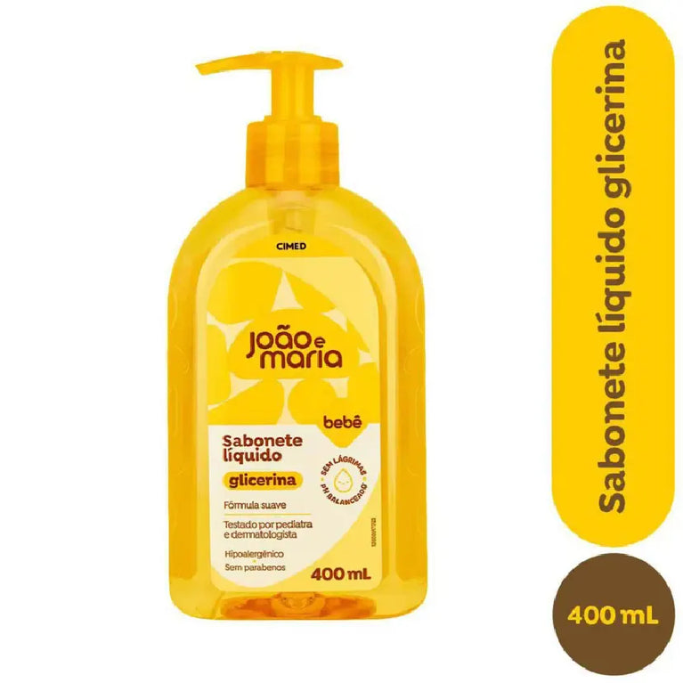 Sabonete Líquido João e Maria Bebê Glicerinado 400ml Hipoalergênico