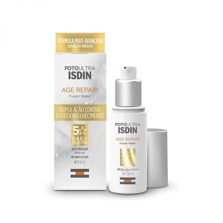 Protetor Solar Facial Foto Ultra Isdin Fusion Water Age Repair Fps50 Com 50ml - Drogaria Poupa Centro