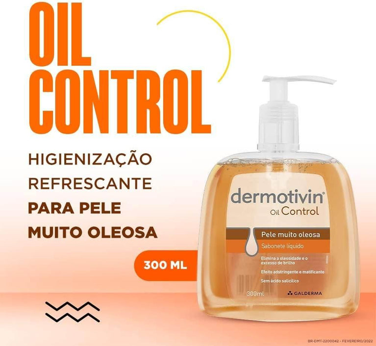 Dermotivin Sabonete Líquido Facial Pele Oleosa Oil Control 300ml - Drogaria Poupa Centro