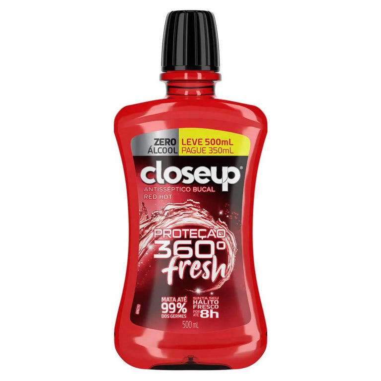Enxaguante Bucal Sem Álcool Closeup Red Hot 360° Fresh 500ml