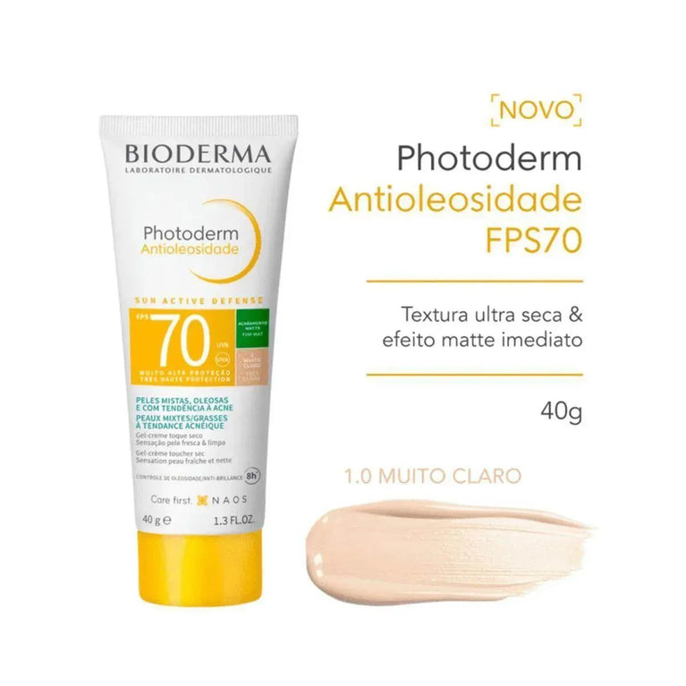 Protetor Solar Facial Antioliosidade FPS 70 Bioderma Photoderm Muito Claro 40g - Drogaria Poupa Centro