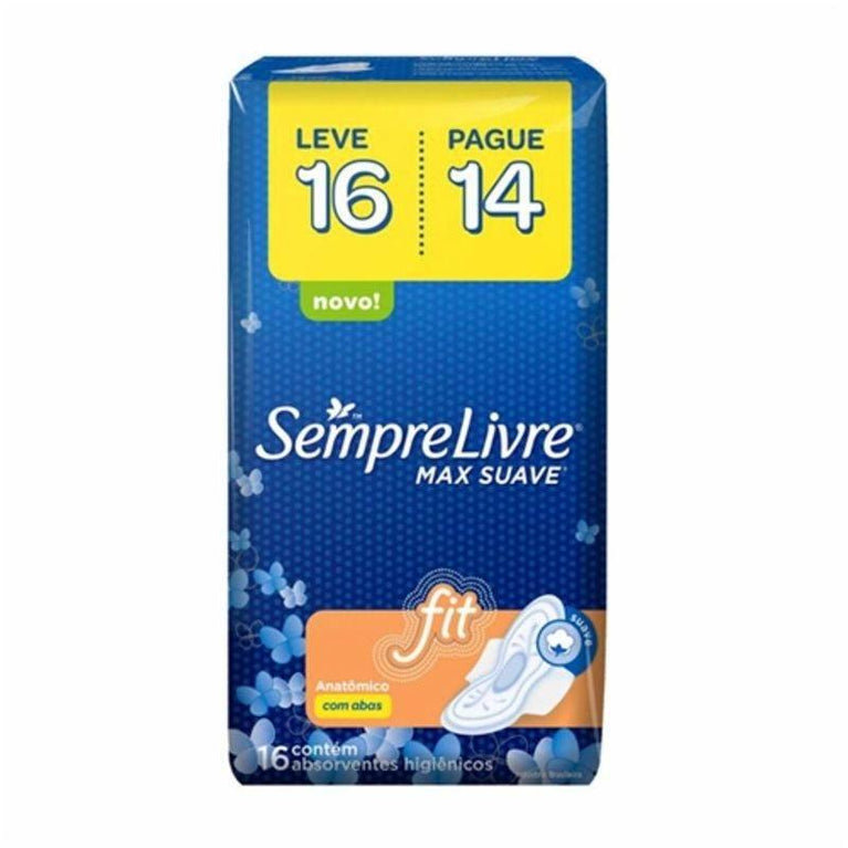 Absorvente Sempre Livre Fit suave, com abas, leve 16 pague 14 - Drogaria Poupa Centro