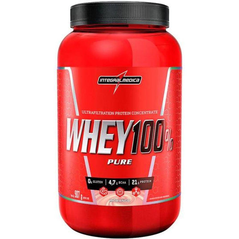 Whey 100% Pote Sabor Morango 907g - Integral Médica