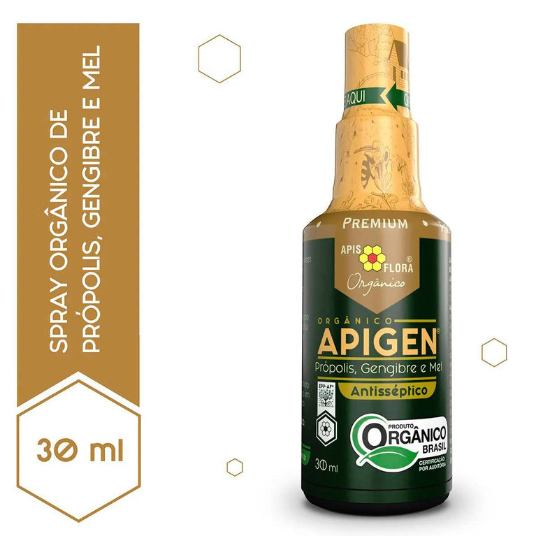 Spray para Garganta Apis Flora Apigen Orgânico Própolis, Mel e Gengibre 30ml