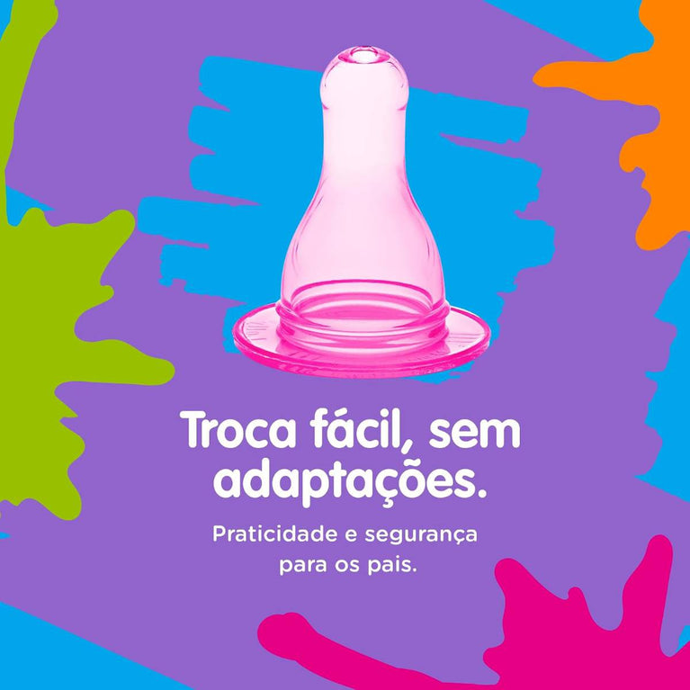 Lolly Bico De Mamadeira Silicone R Rosa