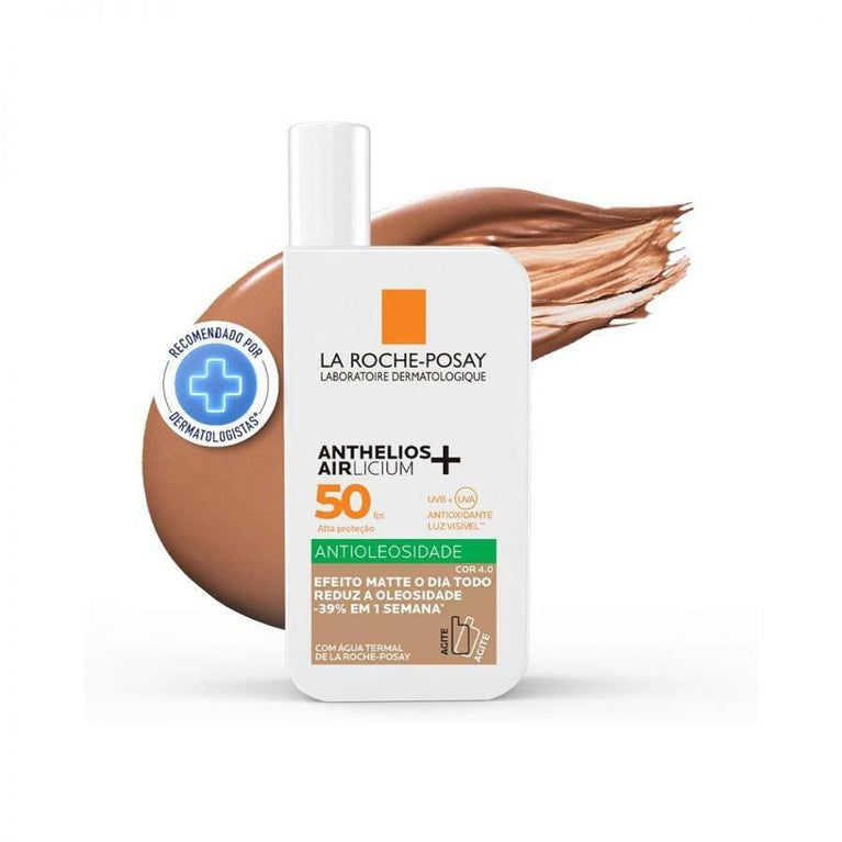 Protetor Solar Facial Anthelios Airlicium La Roche-Posay Cor 4.0 FPS 50 Com 40ml - Drogaria Poupa Centro