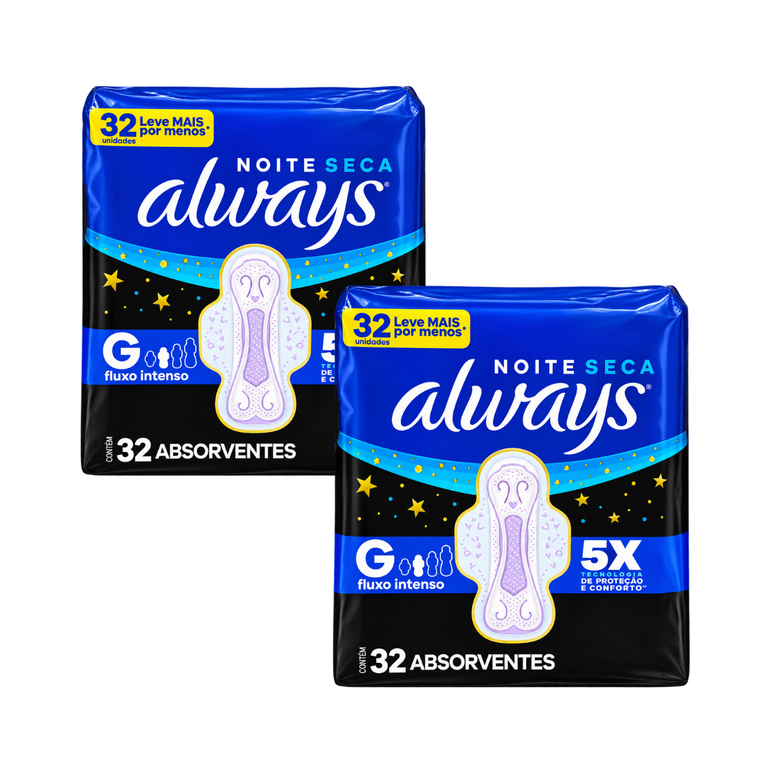 Absorvente Always Noite Seca com Abas 32 Unidades