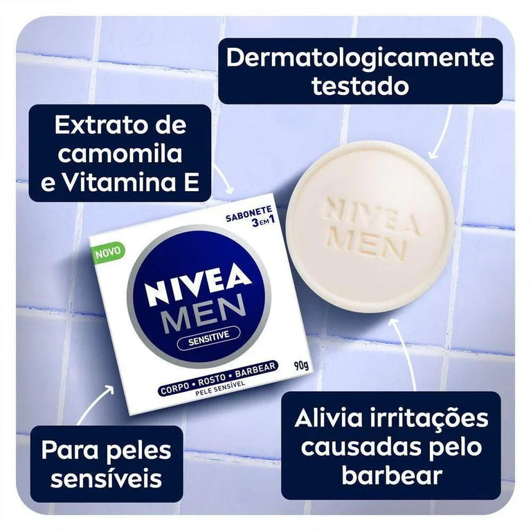 Sabonete Nivea 90G Men Sensitive - Drogaria Poupa Centro