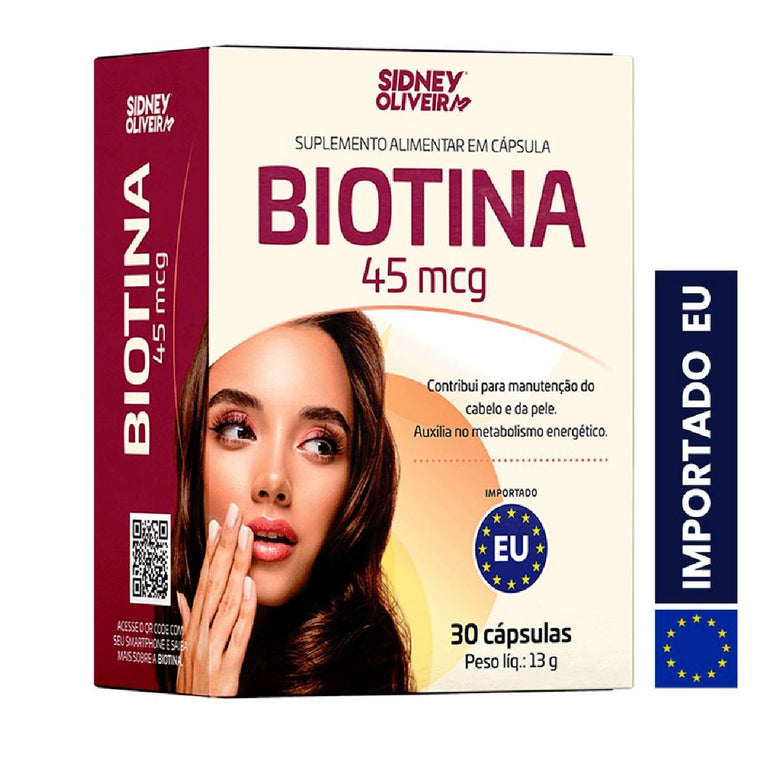 Biotina 45mcg 30 Cápsulas União Europeia Sidney Oliveira