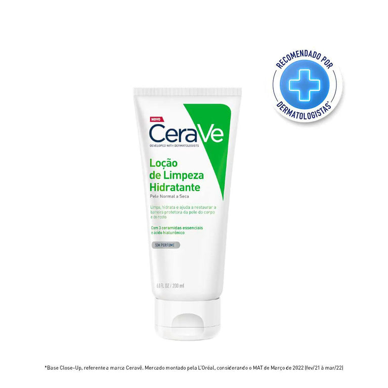 Loção de Limpeza Hidratante CeraVe Pele Normal a Seca com Limpeza Suave com Ceramidas Sem Perfume 200ml